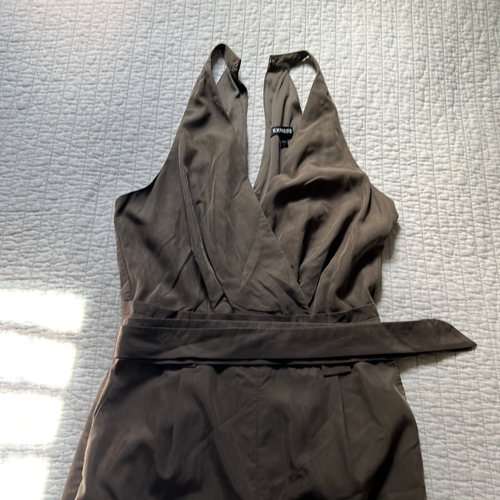 Express size 2 halter military green jumpsuit